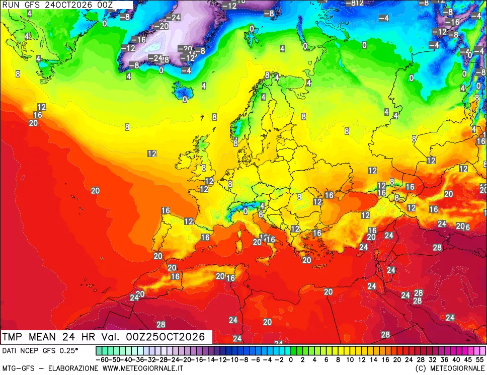 mappa Temperatura media 24 ore
