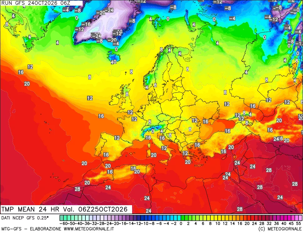 mappa Temperatura media 24 ore