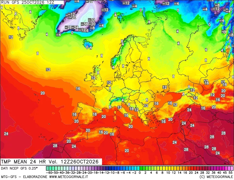 mappa Temperatura media 24 ore