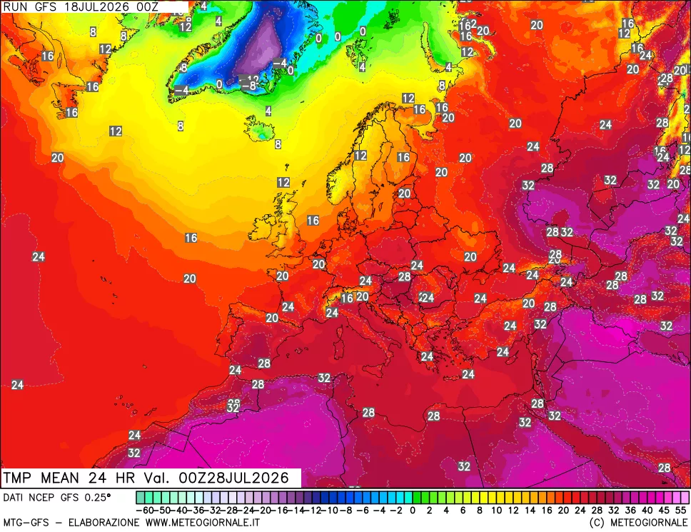 mappa Temperatura media 24 ore