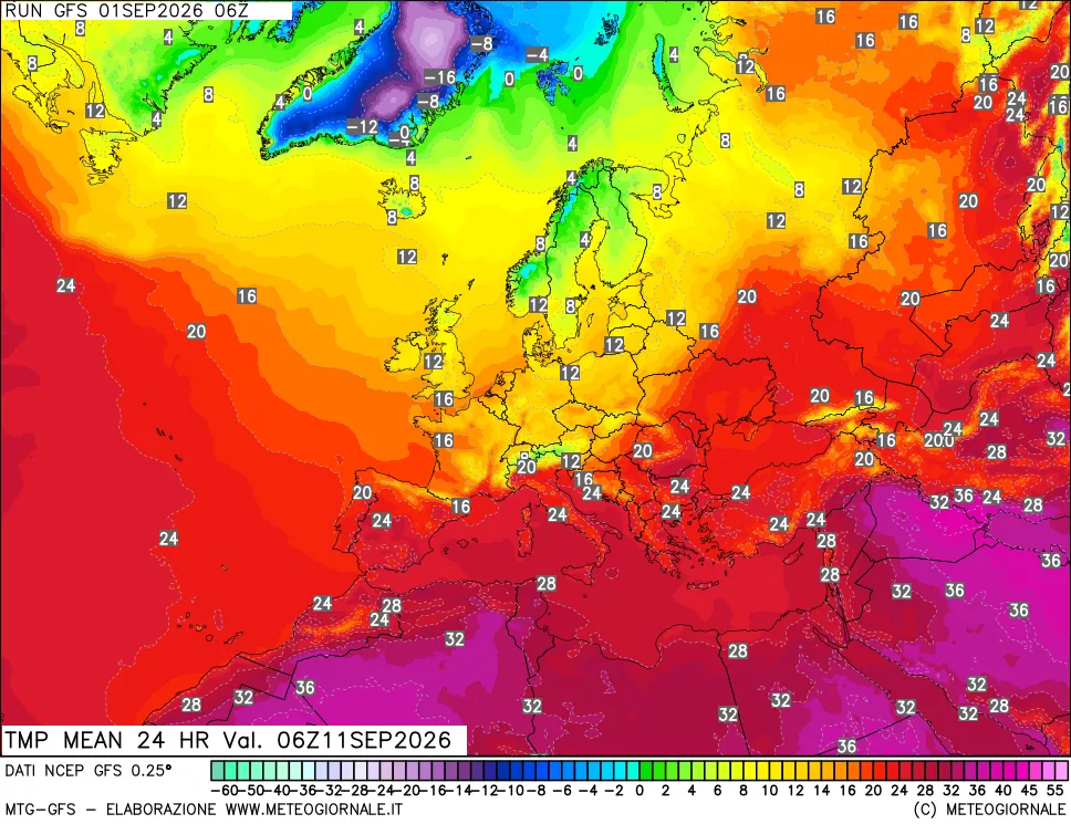 mappa Temperatura media 24 ore