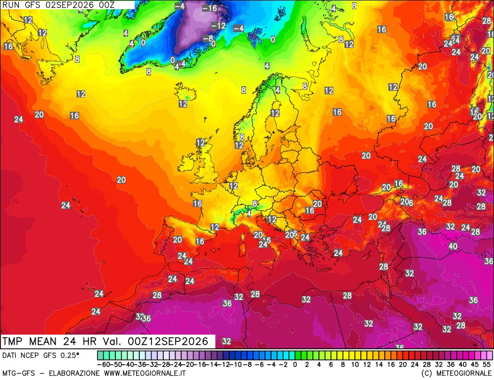 mappa Temperatura media 24 ore