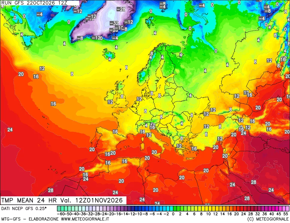 mappa Temperatura media 24 ore