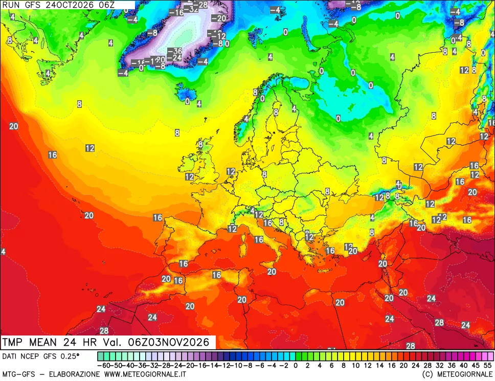 mappa Temperatura media 24 ore