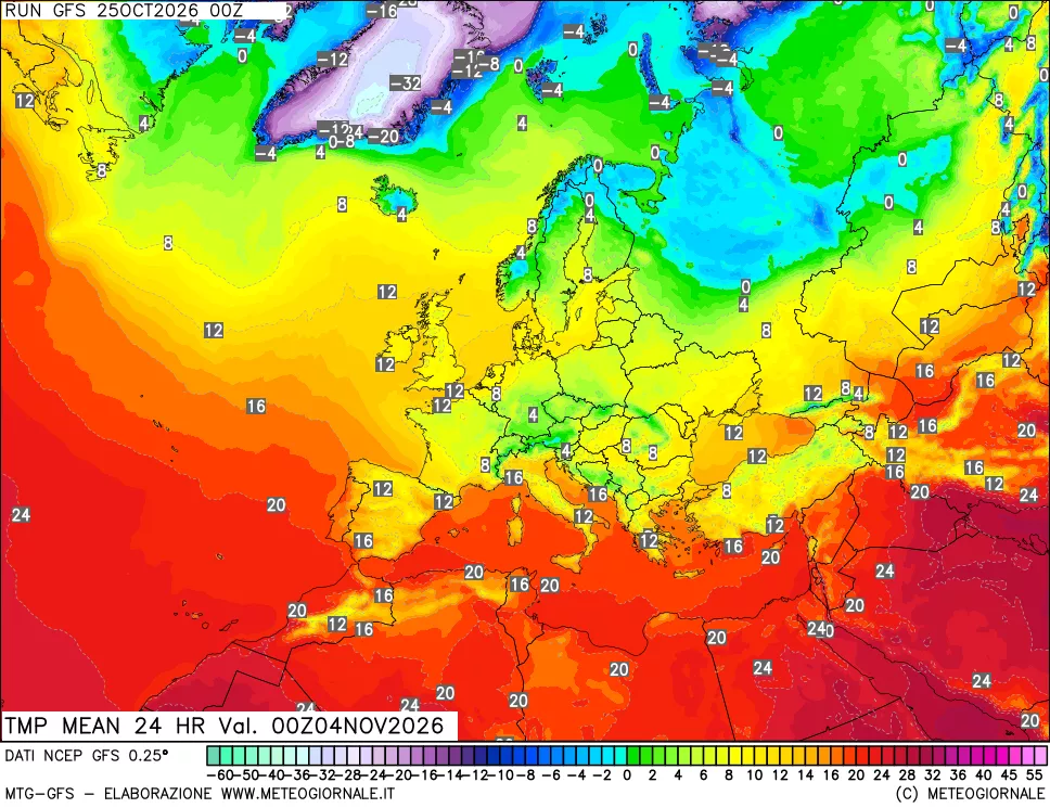 mappa Temperatura media 24 ore