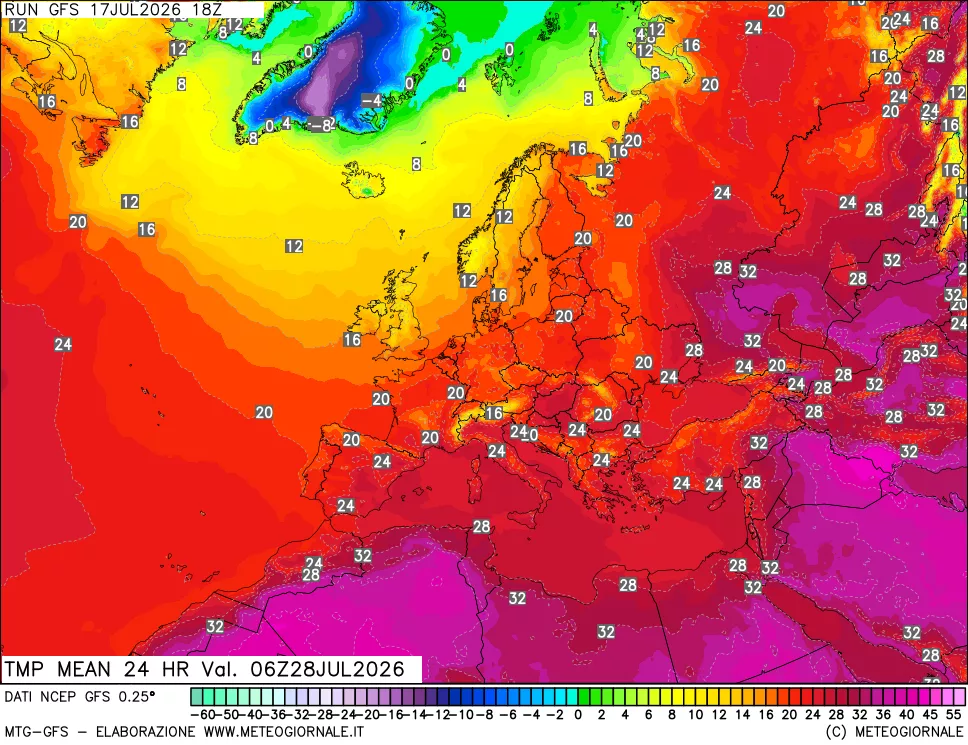 mappa Temperatura media 24 ore