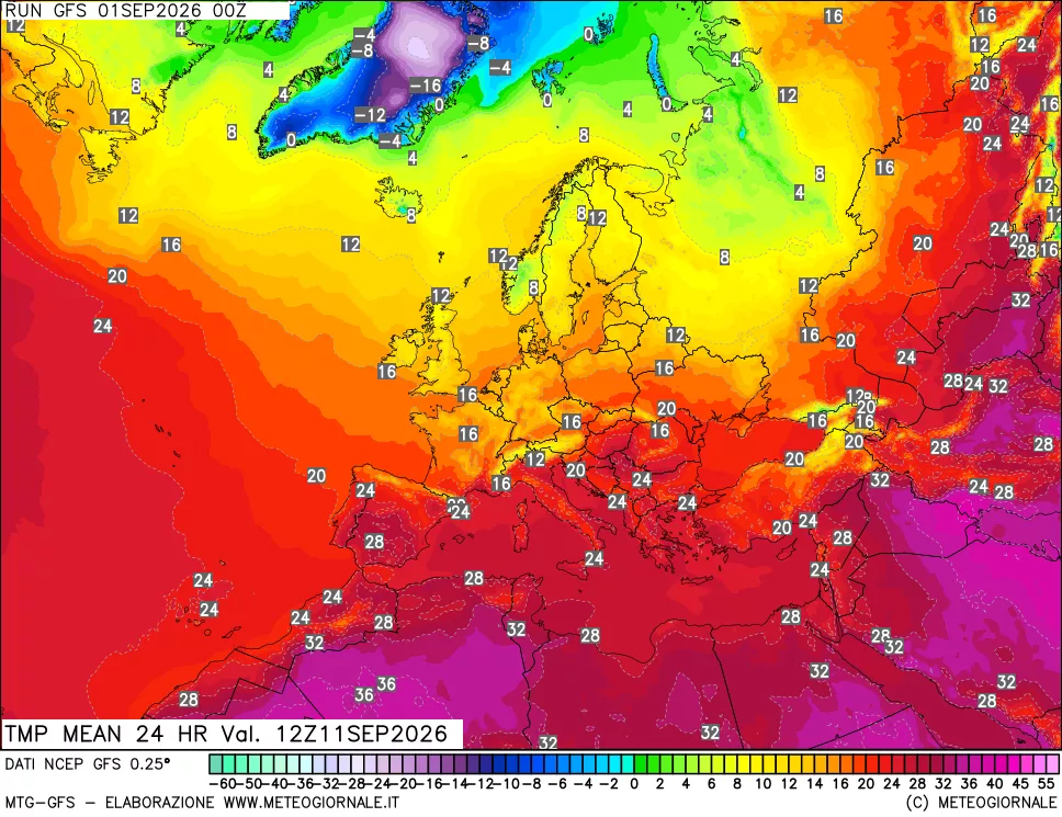 mappa Temperatura media 24 ore
