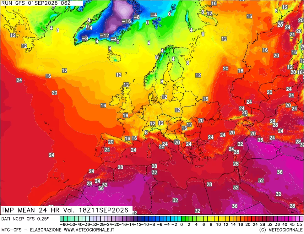 mappa Temperatura media 24 ore