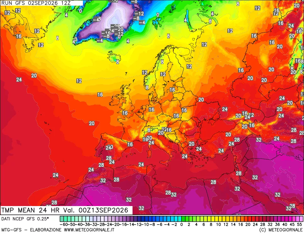 mappa Temperatura media 24 ore