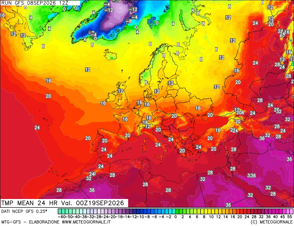 mappa Temperatura media 24 ore