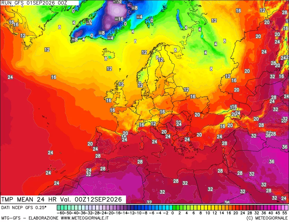 mappa Temperatura media 24 ore