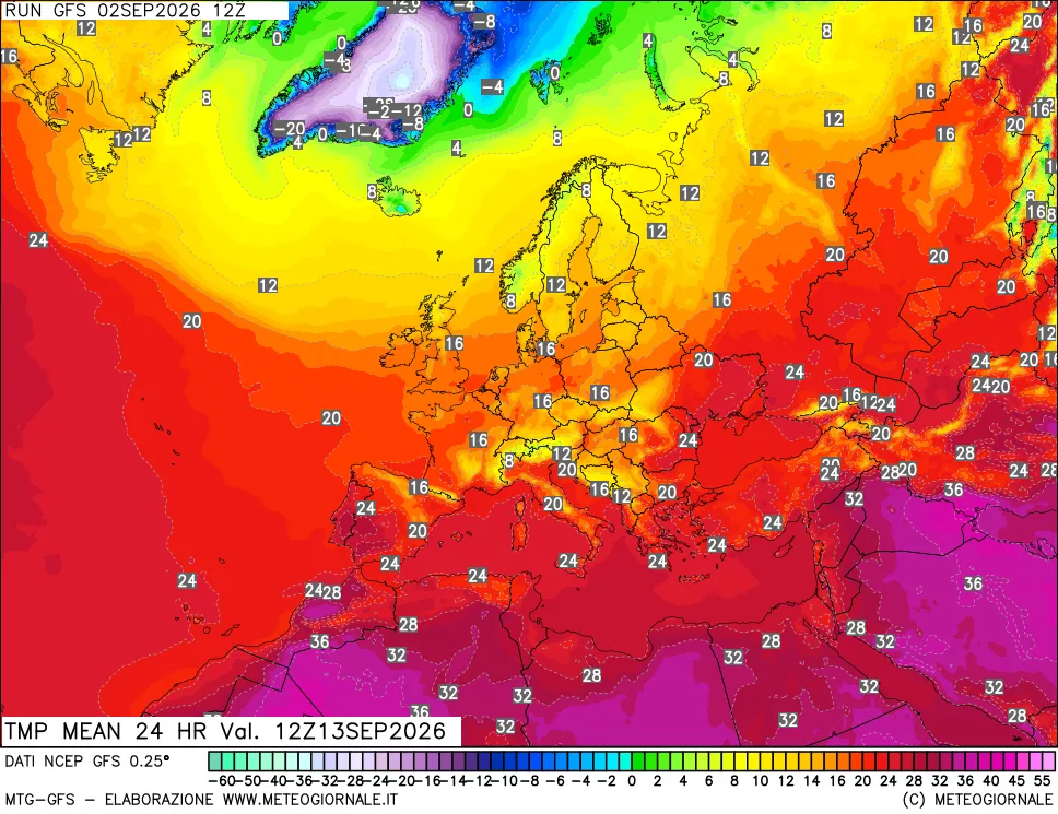 mappa Temperatura media 24 ore