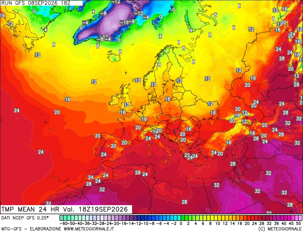 mappa Temperatura media 24 ore