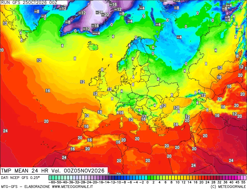 mappa Temperatura media 24 ore
