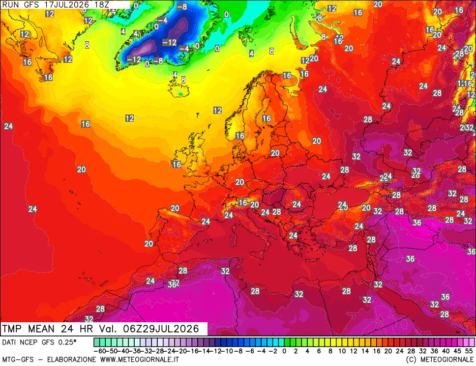 mappa Temperatura media 24 ore