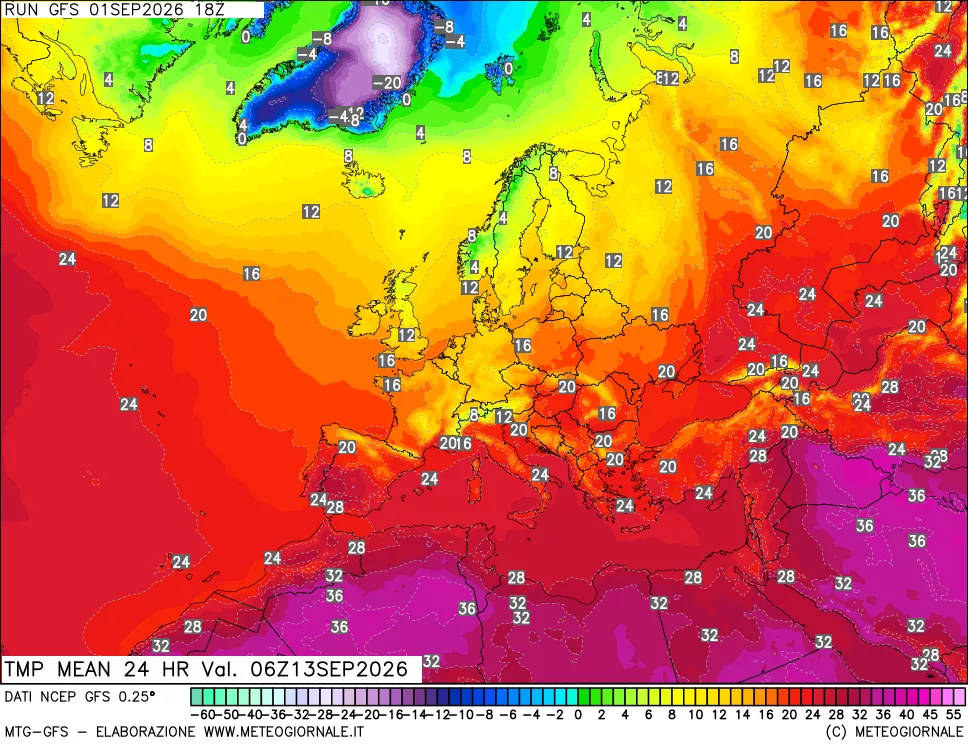 mappa Temperatura media 24 ore