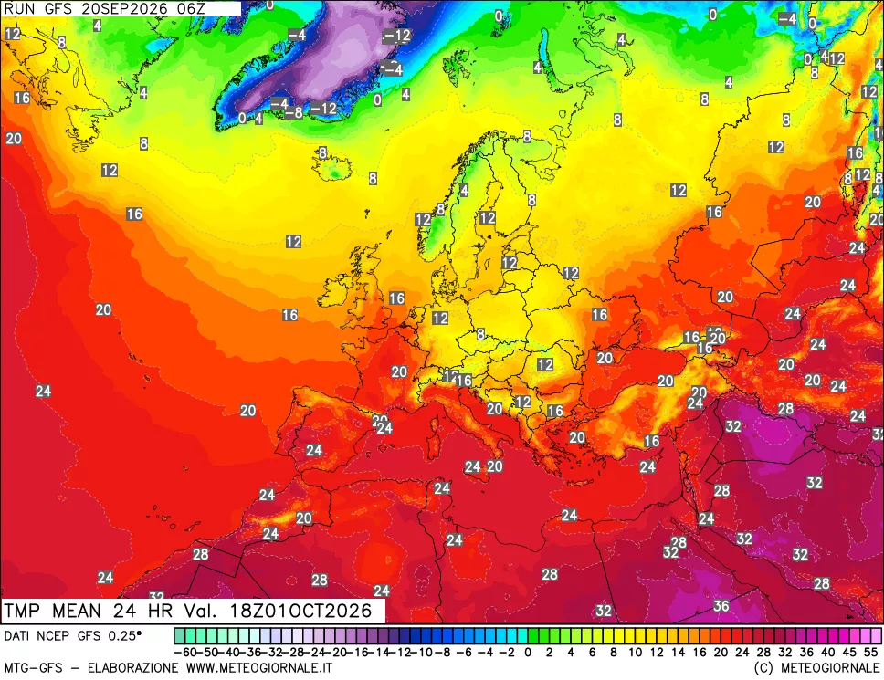 mappa Temperatura media 24 ore