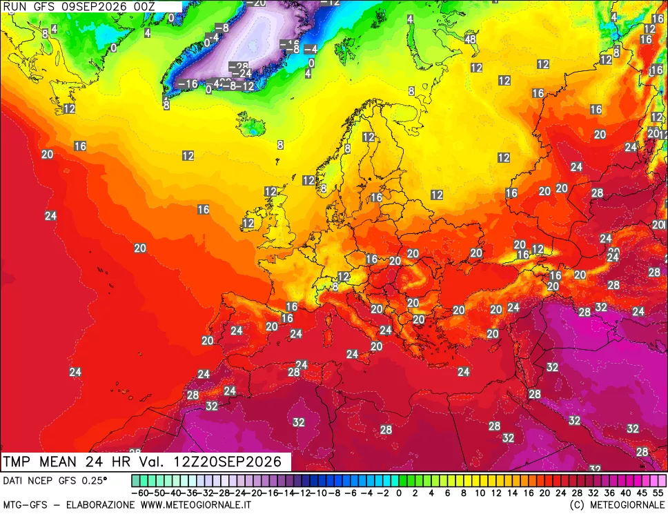 mappa Temperatura media 24 ore
