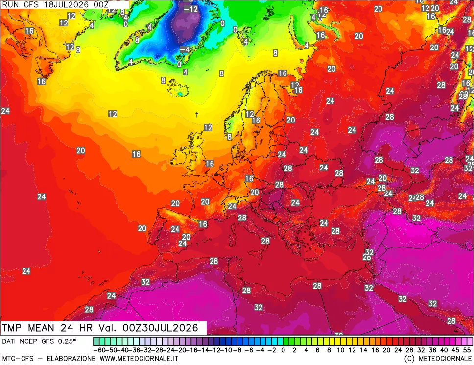 mappa Temperatura media 24 ore