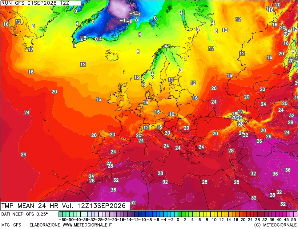 mappa Temperatura media 24 ore