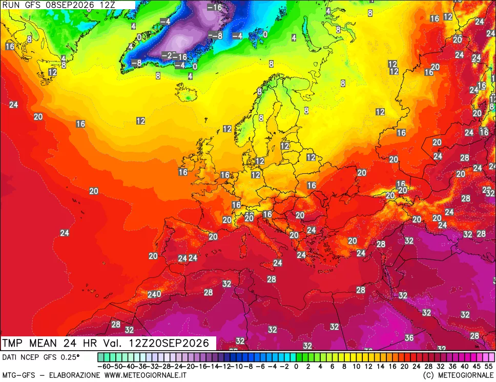 mappa Temperatura media 24 ore