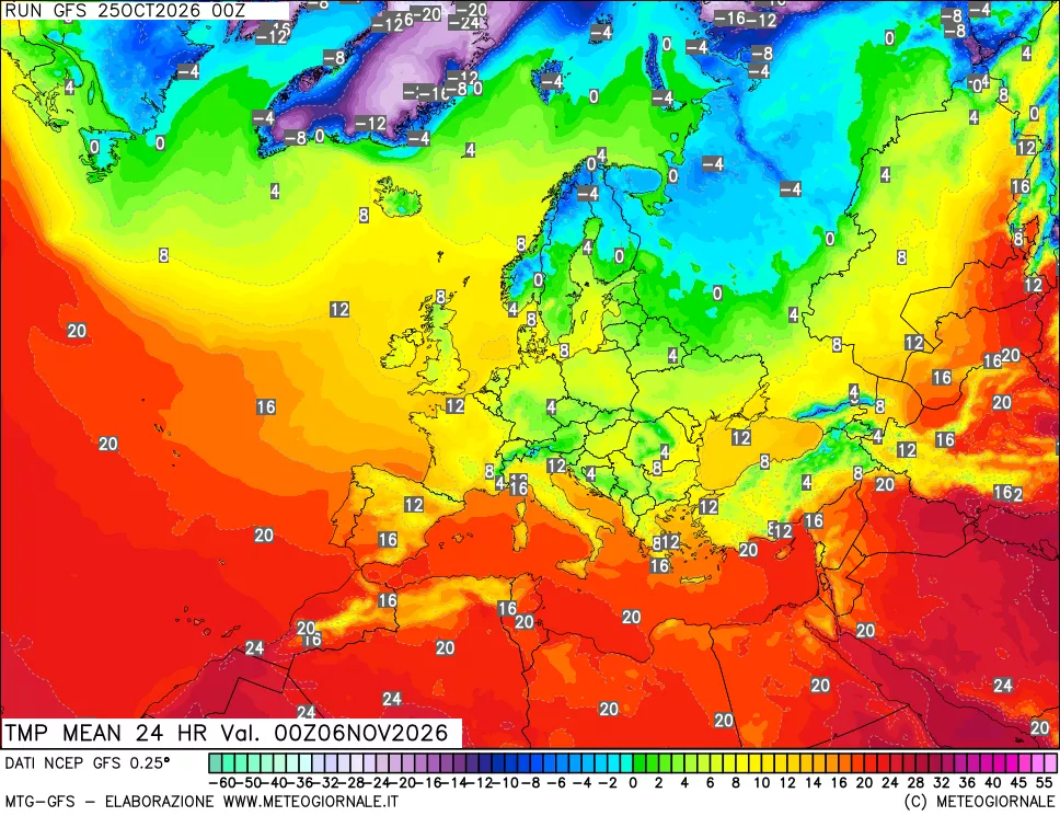 mappa Temperatura media 24 ore