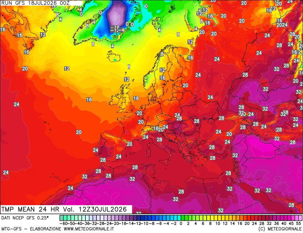 mappa Temperatura media 24 ore