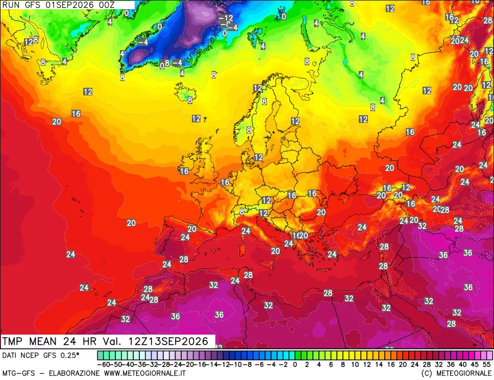 mappa Temperatura media 24 ore