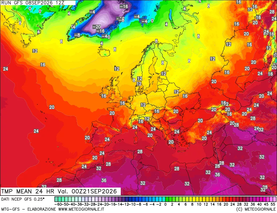 mappa Temperatura media 24 ore