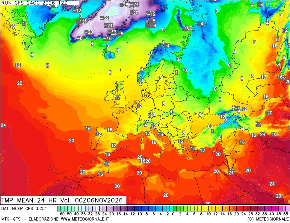 mappa Temperatura media 24 ore