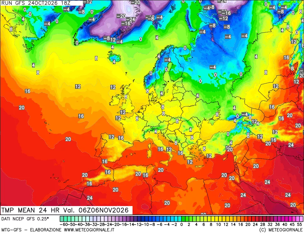 mappa Temperatura media 24 ore