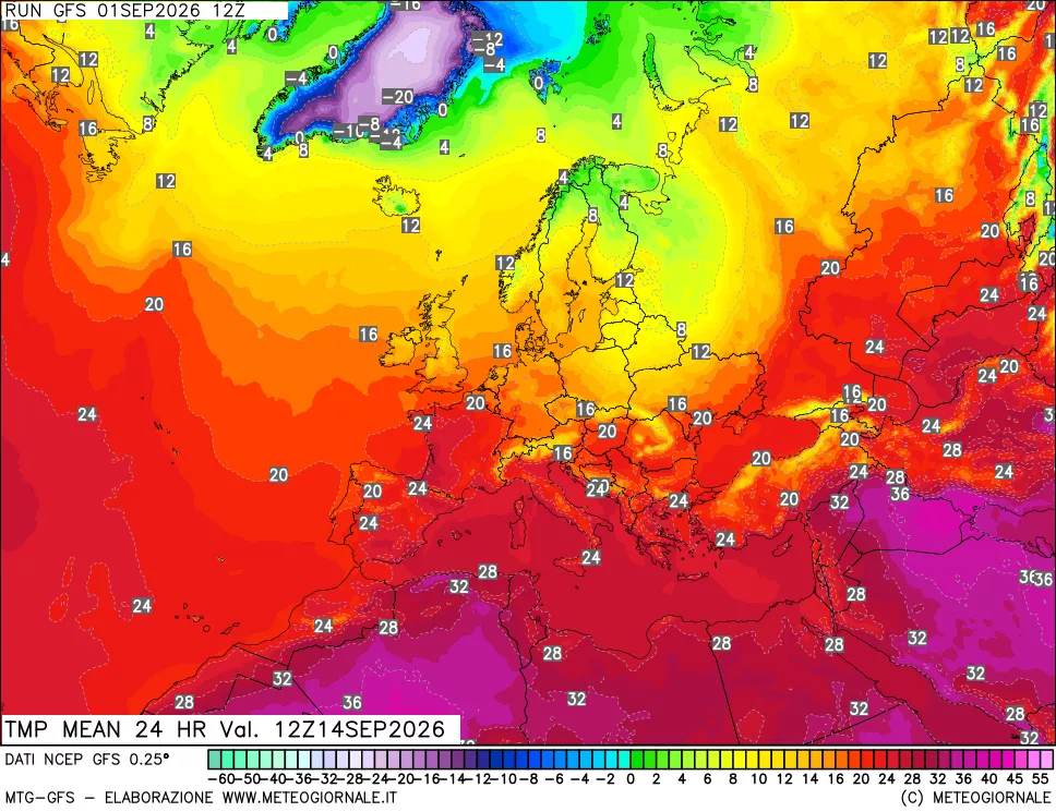 mappa Temperatura media 24 ore