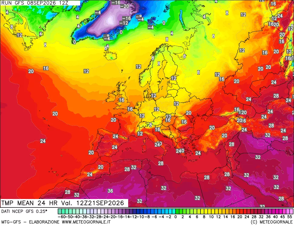 mappa Temperatura media 24 ore