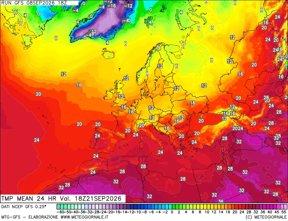 mappa Temperatura media 24 ore