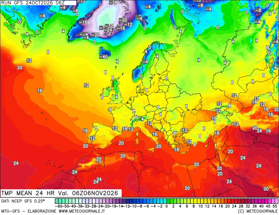 mappa Temperatura media 24 ore