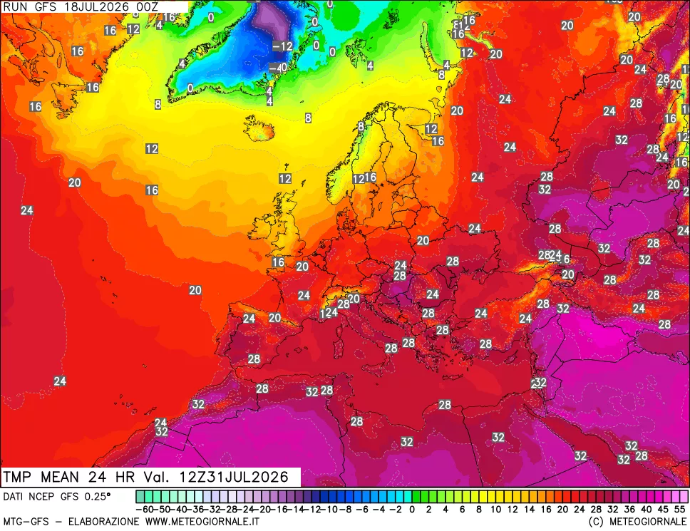 mappa Temperatura media 24 ore