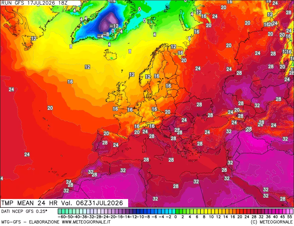 mappa Temperatura media 24 ore