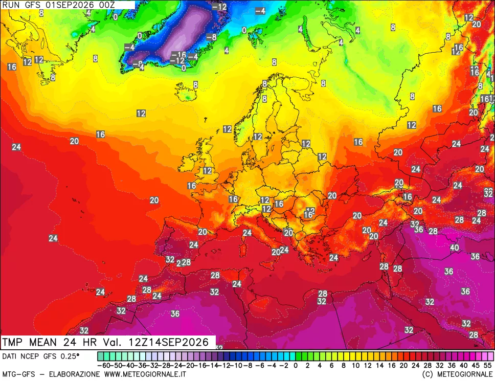 mappa Temperatura media 24 ore
