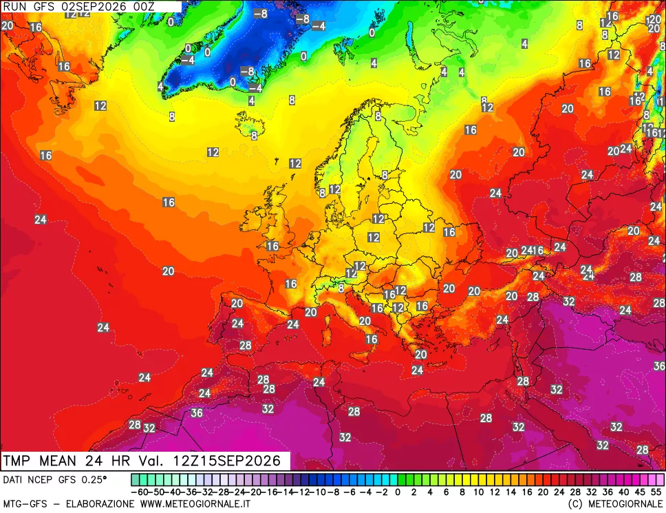 mappa Temperatura media 24 ore