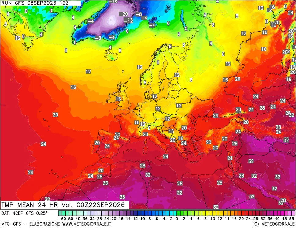 mappa Temperatura media 24 ore