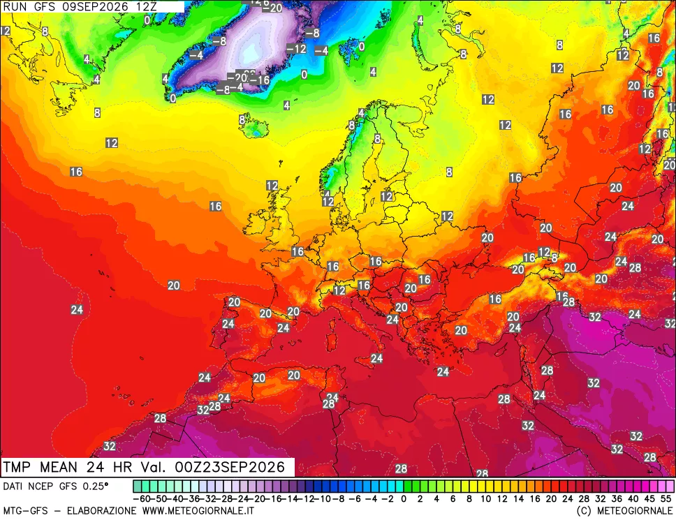 mappa Temperatura media 24 ore