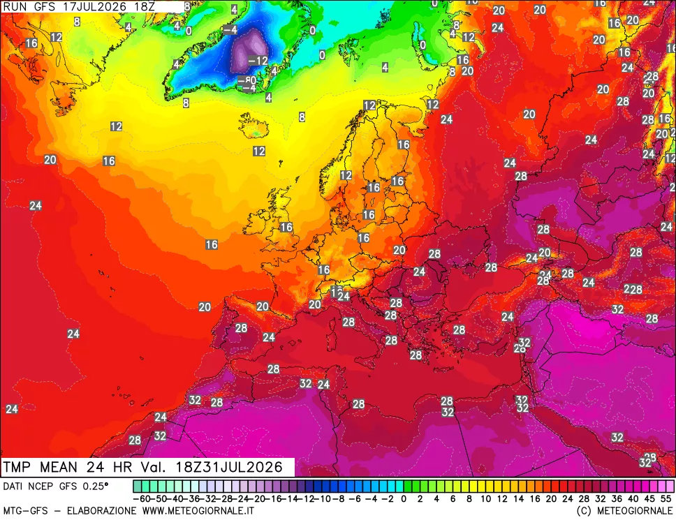 mappa Temperatura media 24 ore