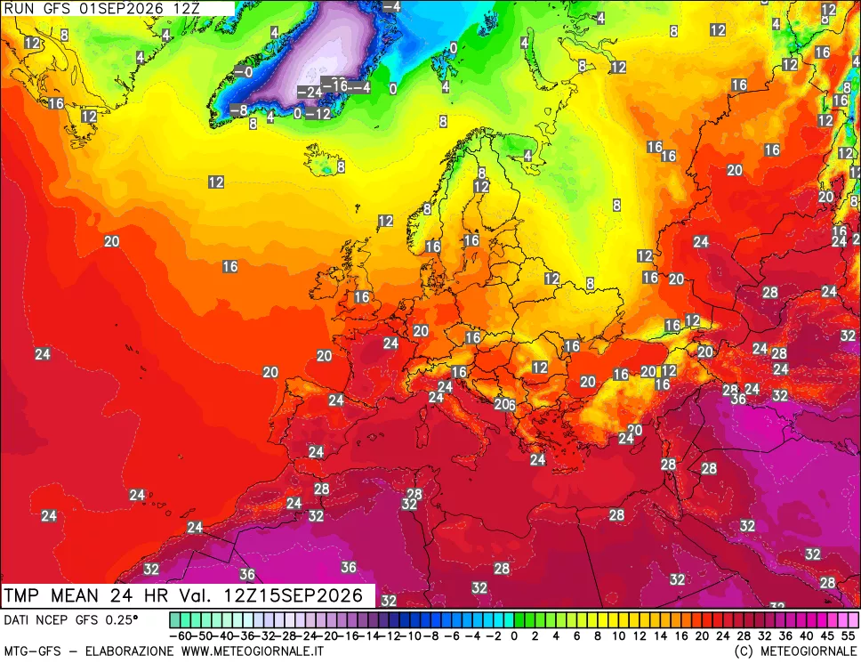 mappa Temperatura media 24 ore