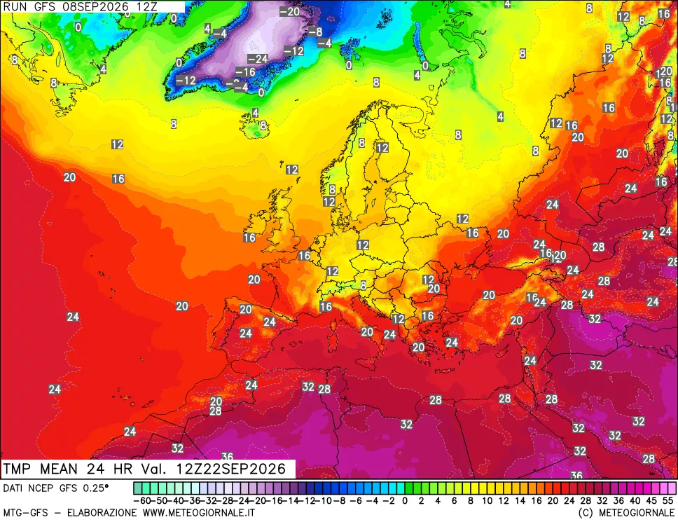 mappa Temperatura media 24 ore