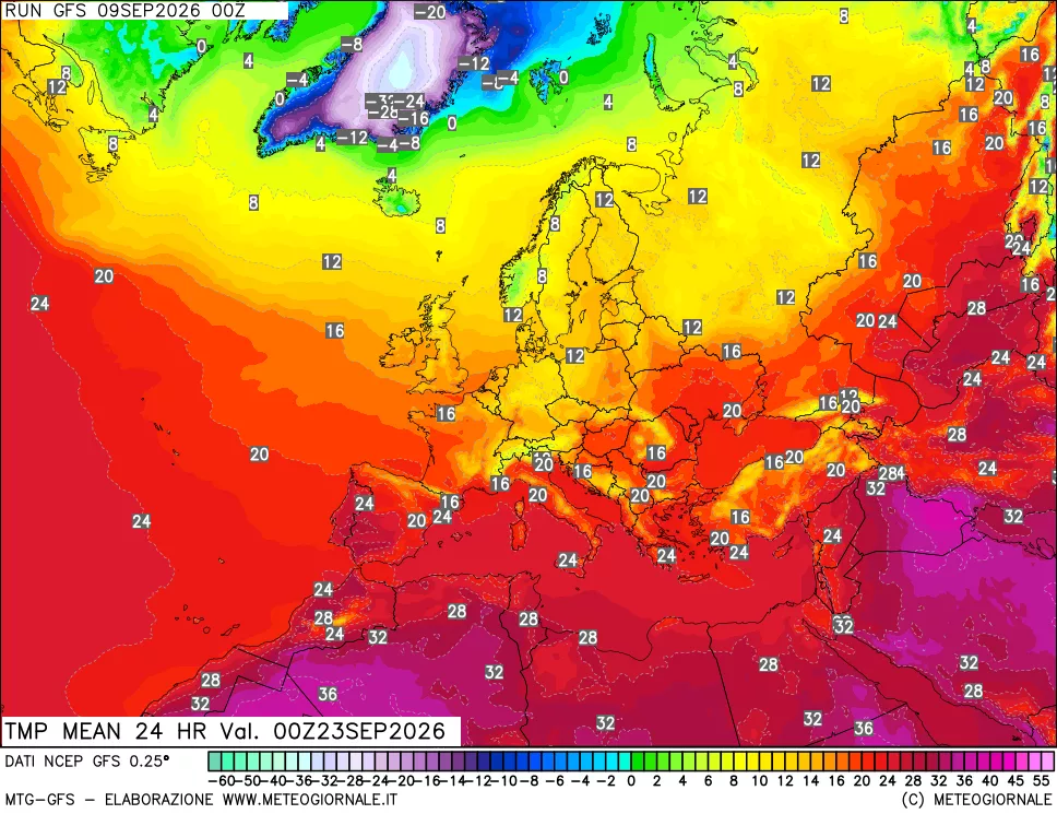 mappa Temperatura media 24 ore