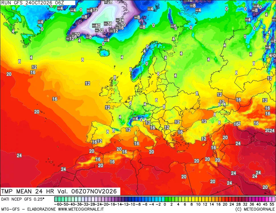 mappa Temperatura media 24 ore