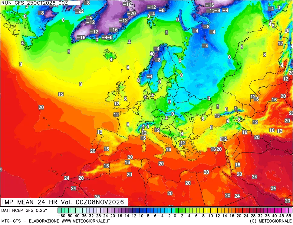 mappa Temperatura media 24 ore