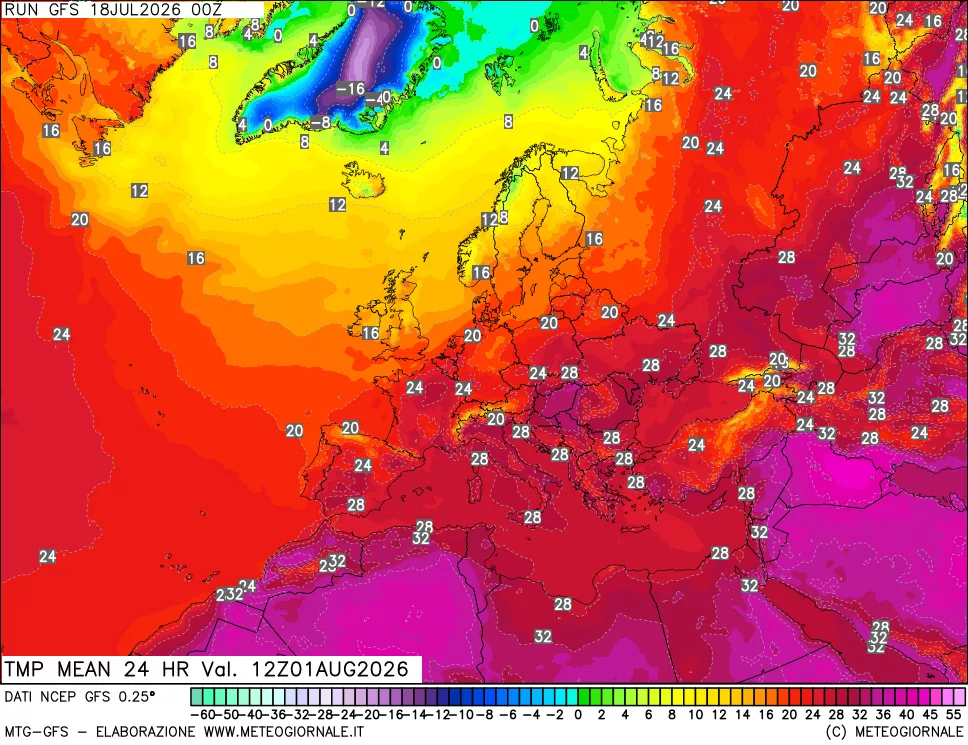 mappa Temperatura media 24 ore