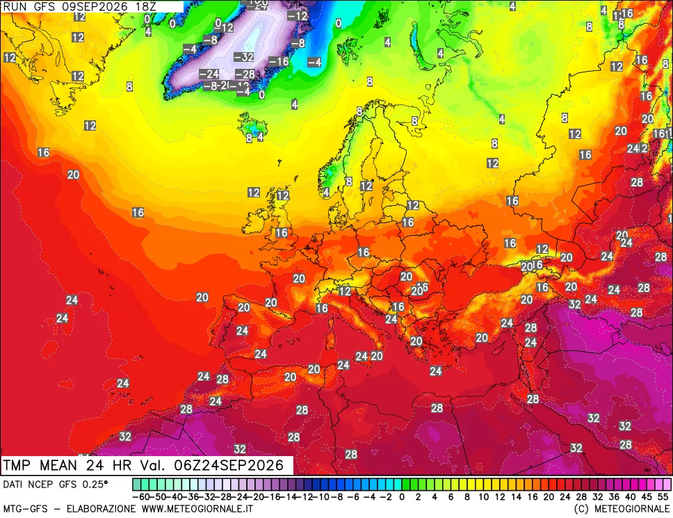 mappa Temperatura media 24 ore