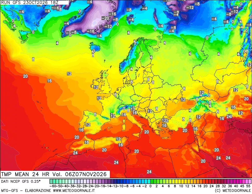 mappa Temperatura media 24 ore